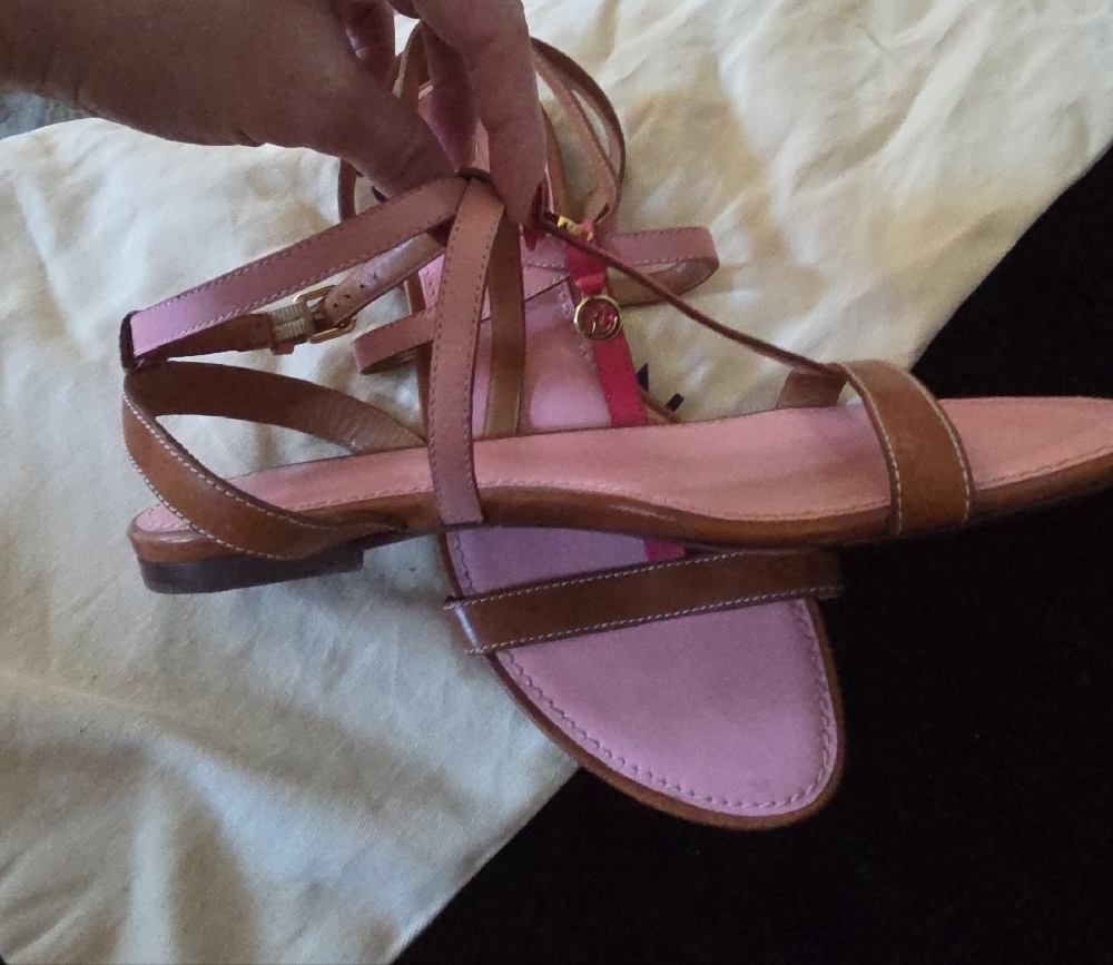 Louis Vuitton Pink and Brown Strappy Sandals - Picture 9 of 9